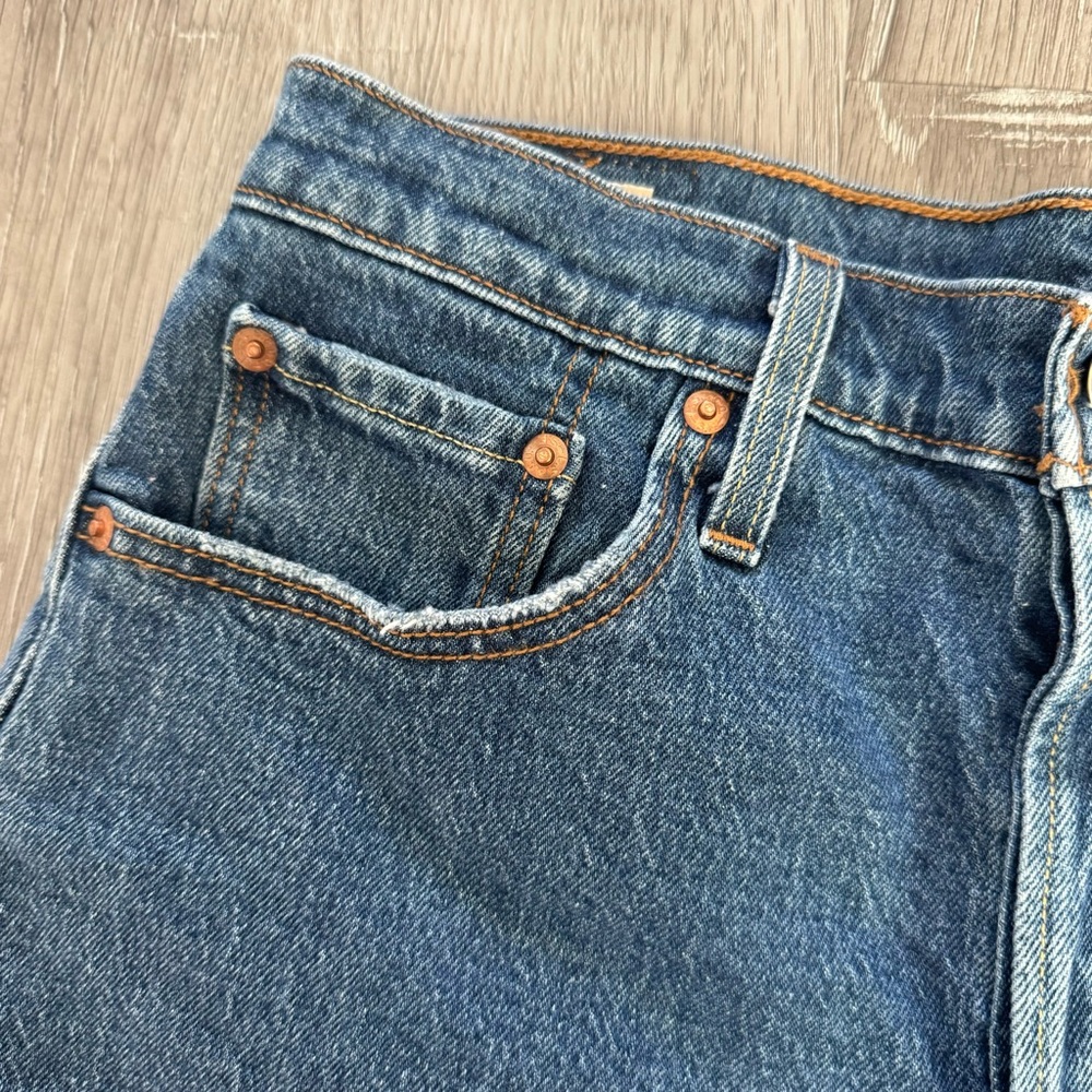 Levi’s 501 Original Denim Dark Wash Cut Off Shorts - Picture 6 of 9